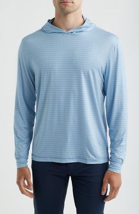 Johnnie-O Talon Stripe UPF 50+ Hoodie in Carbon Fiber at Nordstrom, Size Xx-Large