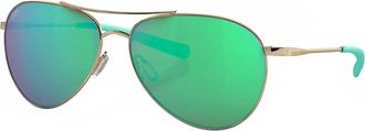 Costa Unisex Piper Polarized Sunglasses In Shiny Gold Frame Green Mirror 580G