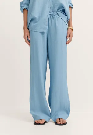 Bugatti Damen Linnen broek Modern Fit met relaxte tailleband