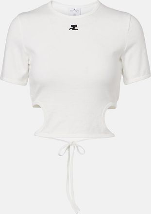 Courr&egrave;ges Courr&egrave;ges Crop top de algod&oacute;n con abertura y logo