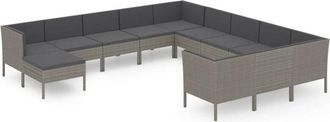 vidaXL Set De Muebles De Jard&iacute;n 12 Pzas Y Cojines Rat&aacute;n Sint&eacute;tico Gris Vidaxl