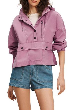 Veronica Beard Cunningham Half Snap Cotton Hoodie in Orchid Haze at Nordstrom, Size Medium