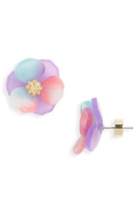 Nordstrom Floral Statement Stud Earrings in Purple Multi- Gold at Nordstrom