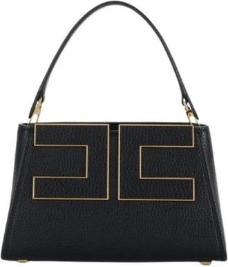Elisabetta Franchi Handtas met logo - Dames - Handtassen - Zwart - ONE Size - Leer - Tassen