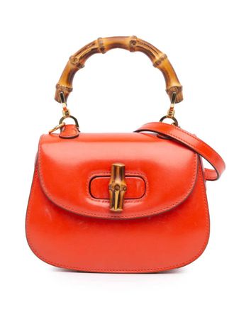 Gucci 2016-2024 Mini 1947 Bamboo kalfsleren boekentas met handgreep - Oranje