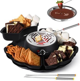 OEM Juego De Olla El&eacute;ctrica Integrada 2 En 1: M&aacute;quina Para Hacer Malvaviscos, Bandeja Extra&iacute;ble, 4 Soportes Para Brochetas