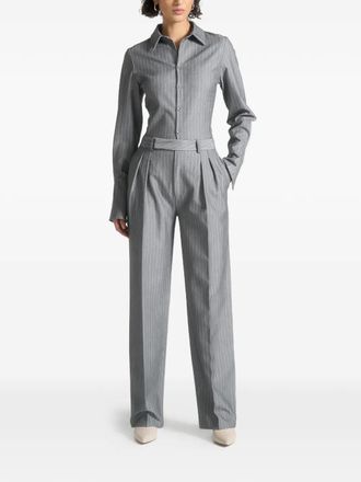 Mani&egrave;re De Voir Julie pinstripe pleat tailored trousers - Grey