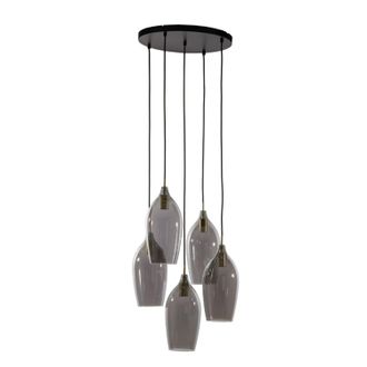 Light & Living L&aacute;mpara Colgante - Lukaro - Negro - Vidrio - - Light&living