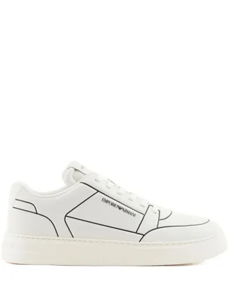 Emporio Armani logo-detail leather sneakers - White