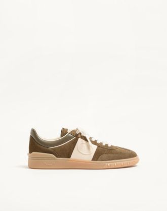 Valentino Garavani Upvillage Low Top Trainer In Split Leather And Calfskin Nappa Leather
