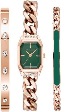 Anne Klein Quartz Green Dial Ladies Watch and Bracelet Set AK-4002GNST