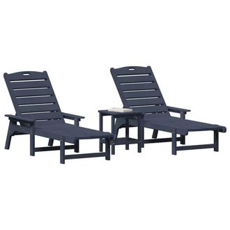Berkfield Home Modern 3 Piece Garden Lounge Set Navy Blue HDPE