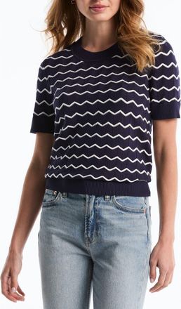 Shelli Segal Chevron Short Sleeve Sweater in Peacoat at Nordstrom Rack, Size X-Small