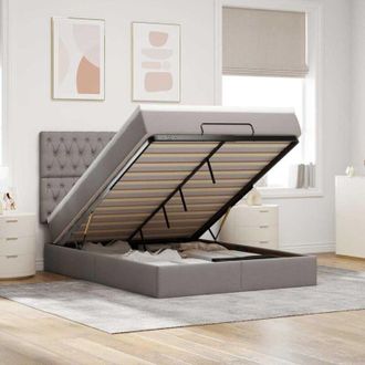 vidaXL Estructura De Cama Otomana Colch&oacute;n Tela Gris Pardo 140x190cm Vidaxl