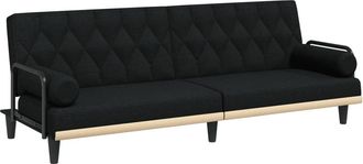 vidaXL Sof&aacute; Cama Con Reposabrazos Tela Negro Vidaxl