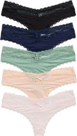Honeydew Intimates Ahna Lace Trim Thong - Pack of 5 in Basic Two at Nordstrom Rack, Size X-Large