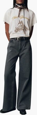 The Great. Womens The Boxy Top In White Horse Embroidery