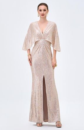 Bariano Oprah Cape Gown in Nude/copper at Nordstrom, Size 6