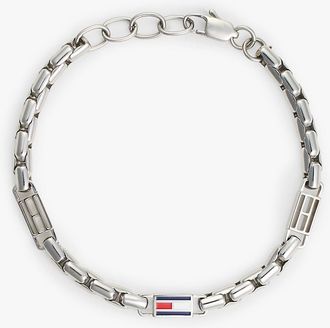 Tommy Hilfiger Mens Flag Chain Link Bracelet - Grey