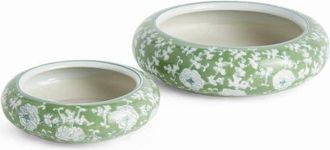 Napa Home & Garden Imperial Green Porcelain Lotus Low Pots Large Set of 2 at Nordstrom