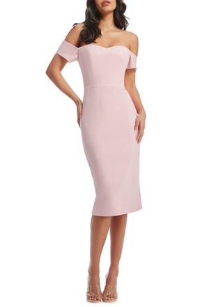 Dress The Population Bailey Off the Shoulder Body-Con Dress in Vintage Pink at Nordstrom, Size Xx-Small