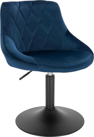Woltu Woltu Juego De 1 Taburete De Bar De Terciopelo, Silla De Bar, Taburete De Sal&oacute;n Con Respaldo, Rotaci&oacute;n De 360&deg;, Altura Ajustable, Azul