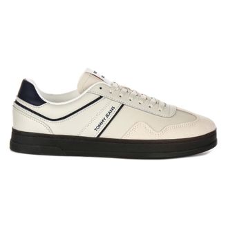 Tommy Jeans Cream Leather Mens Fashion Trainers - male - Tommy Jeans - Sneakers - Beige - 10 UK - Shoes