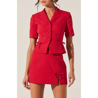 ASTR the Label Sophie Short Sleeve Blazer in Red at Nordstrom, Size Small
