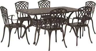 vidaXL Garden Dining Set 7 pcs Bronze Aluminium vidaXL