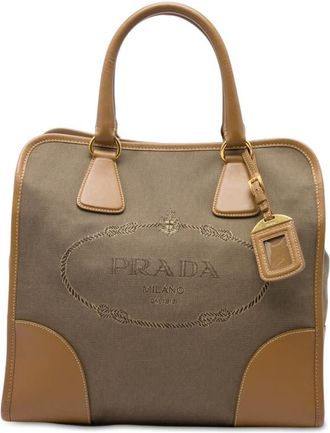 Prada Pre-owned Prada Saffiano Trimmed Canvas Canapa Logo Satchel Ladies L7PXA2MR25UK8S4G