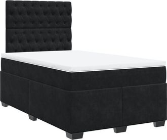 vidaXL Box Spring Bed with Mattress Black 120x200 cm Velvet vidaXL