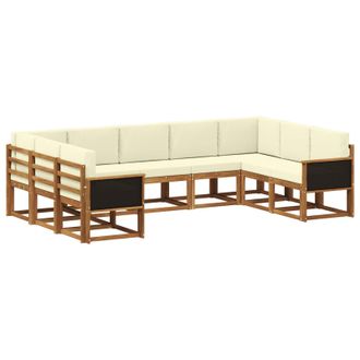 vidaXL Conjunto De Sof&aacute;s De Exterior Con Coj&iacute;n 9 Pcs Natural Y Crema Vidaxl