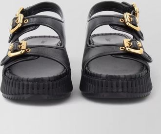 Chlo&eacute; leather wedge sandals