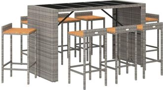 vidaXL Vidaxl - 9 Piece Garden Bar Set Grey Poly Rattan& Solid Wood Acacia