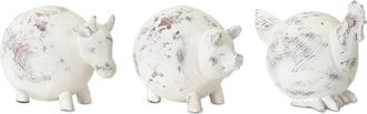 Melrose International Weathered Stone Farm Animal Figurine (Set of 3) - White