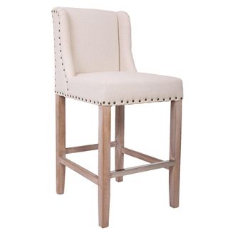 Wanderlust Deco Wanderlust Deco - Taburete De Madera Y Tapizado Beige 48x58x67/104