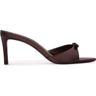 Black Suede Studio Albie 65 Mule in Cacao Satin at Nordstrom, Size 41 Eu