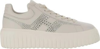 Hogan Zapatillas de cuero con detalle de strass - Shoes - Mujer - Beige - 40 EU