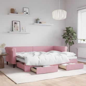 vidaXL Sof&aacute; Cama Nido Con Cajones Terciopelo Rosa 80x200 Cm Vidaxl