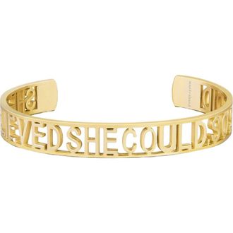 Mantra SHE BELIEVED SHE COULD, SO SHE DID - Statement Cuff in Yellow Gold at Nordstrom