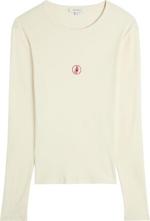 J.W.Anderson Anchor Embroidery Underpinning Stretch-cotton T-shirt - Off White - XS (UK6 / XS)