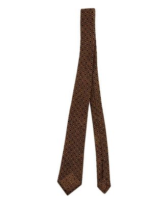 Petronius geometric-pattern wool tie - men - Wool - One Size - Brown