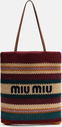 Miu Miu Woven raffia-effect tote bag