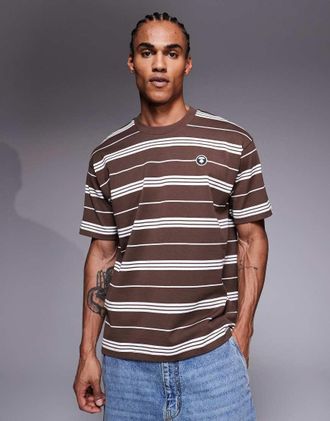 Aape By A Bathing Ape Aape by A Bathing Ape - T-shirt oversize a righe marrone e beige-Multicolore
