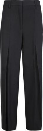 Burberry Zwarte wijde wollen broek Ss 23 - Dames - Straight fit broeken - Zwart - 2XS - Wol - Broeken