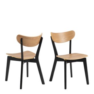 Furniture To Go Roxby Dining Chairs in Black & Oak Set of 2