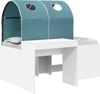 vidaXL Cama Con T&uacute;nel 3 Uds. Blanco Y Azul Claro Madera De Ingenier&iacute;a Vidaxl
