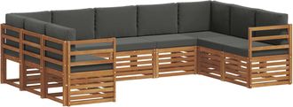 vidaXL Conjunto De Sof&aacute;s De Exterior 9 Uds. Natural Y Antracita Vidaxl