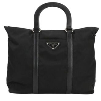 Prada Pre-owned Handbags, female, Black, Size: ONE SIZE Pre-owned Nylon Shoulder Bag