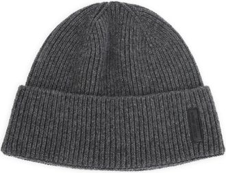 Giorgio Armani Anthracite Melange Grey Cashmere Beanie Hat-Uomo